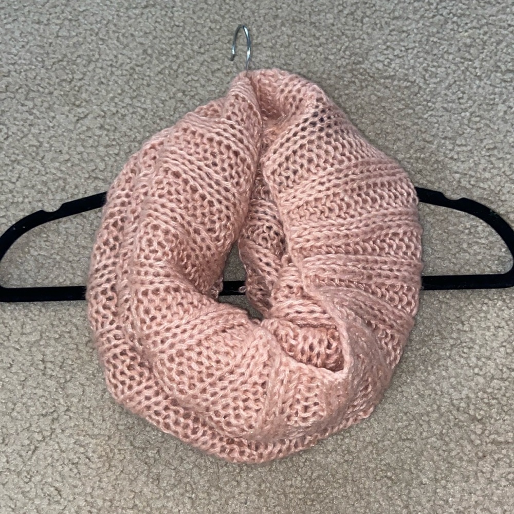 Pink Knitted Cow Neck Scarf